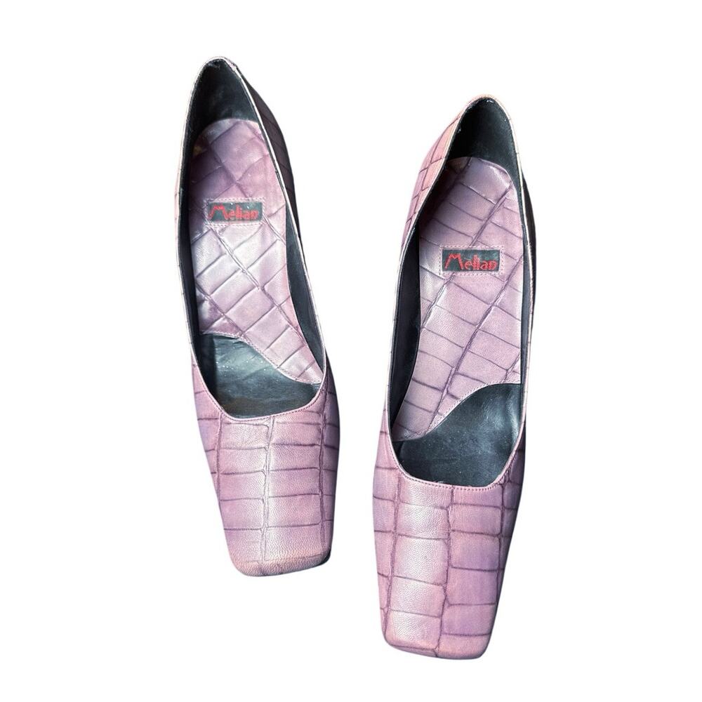 Paul Melian made in Spain purple leather block heels size 7 excellent used cond